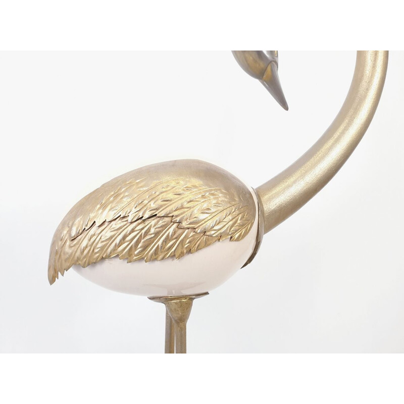 Large vintage ostrich in brass, 140 cm, around 1970