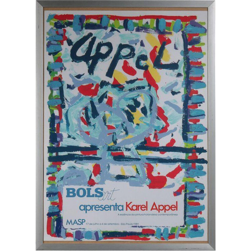 Litografia d'epoca di Karel Appel per la mostra Bols Art, Brasile 1981