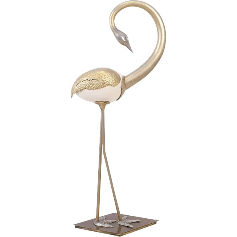 Large vintage ostrich in brass, 140 cm, around 1970