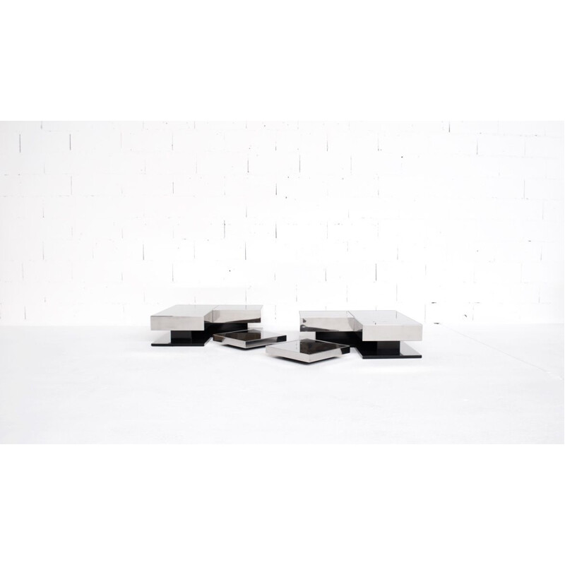 Pair of vintage modular coffee table by Giovanni Ausenda Guido Baldi Grossi and Gianni Gavioli,1970