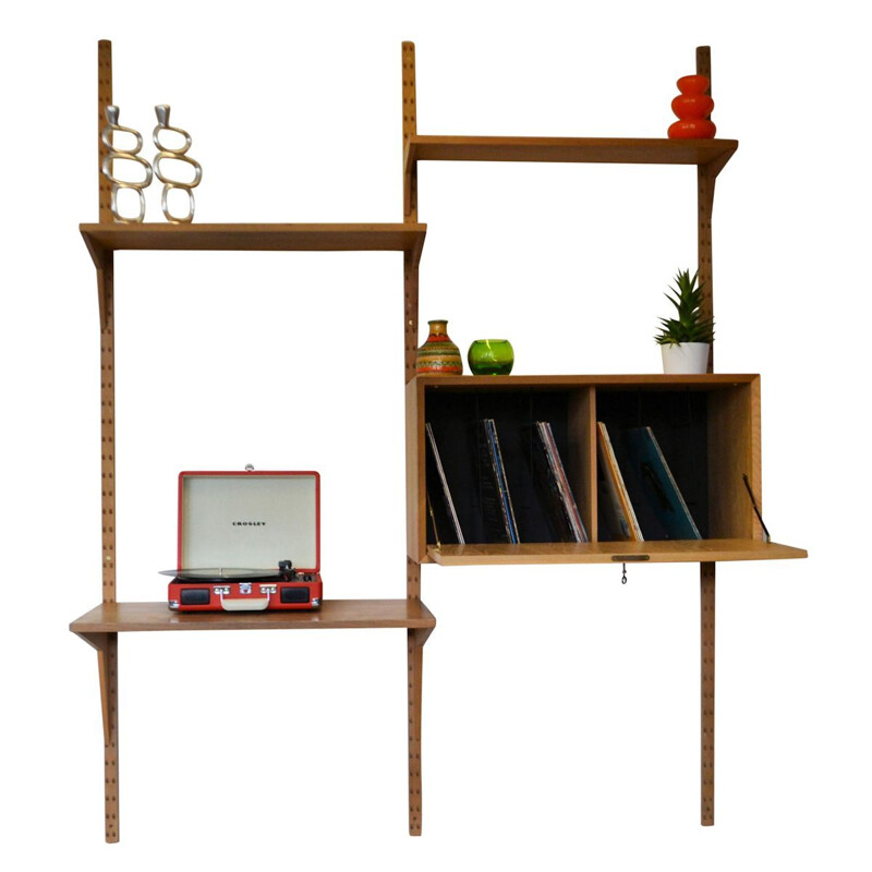 Vintage modular wall-unit in oak by Poul Cadovius for Cado,1960