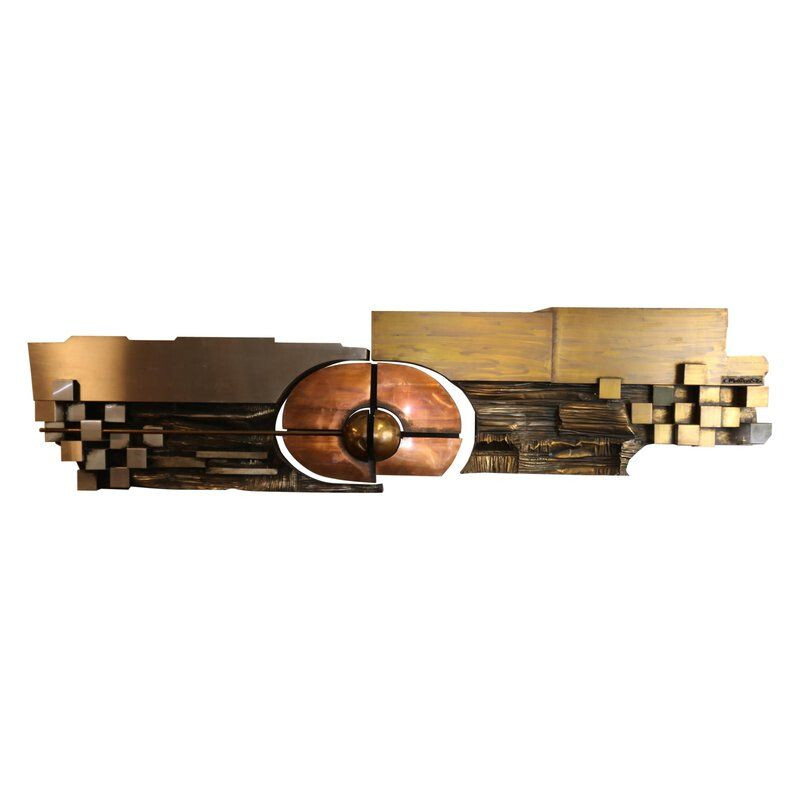 Sculpture en cuivre, laiton et acier par Carlos Marinas,1975