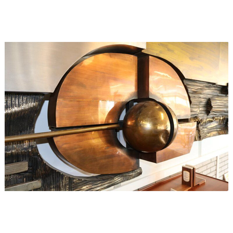 Vintage sculpture in Copper, Brass and Steel Artwork by Carlos Marinas, 1975