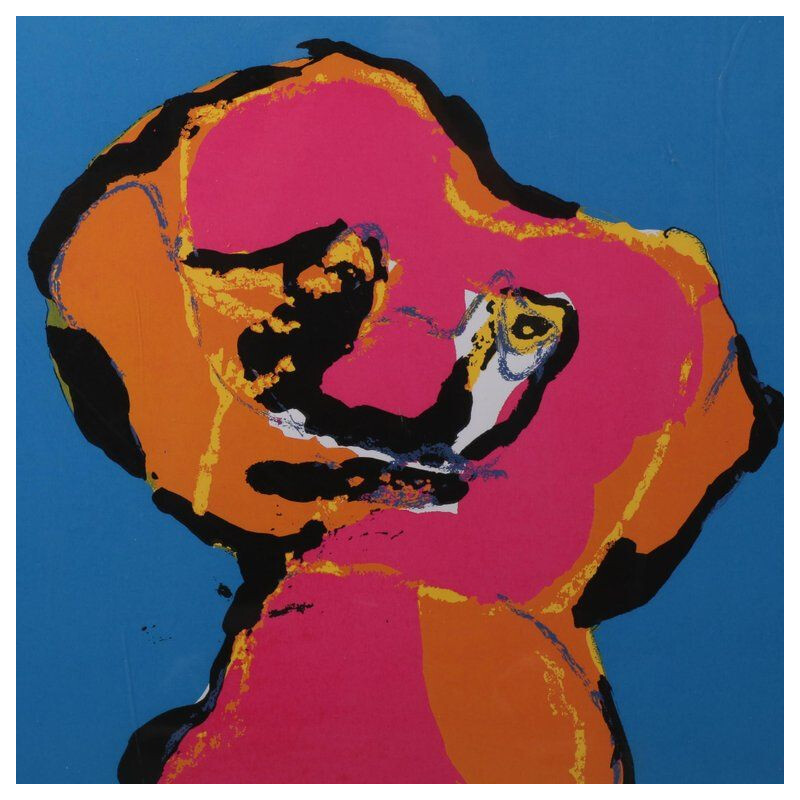 Vintage screen print animal colored in an iconic style by karel appel 'Animal', 1970