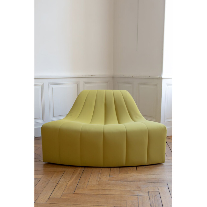 Vintage armchair for Steiner by Kwok Hoi Chan in yellow fabric