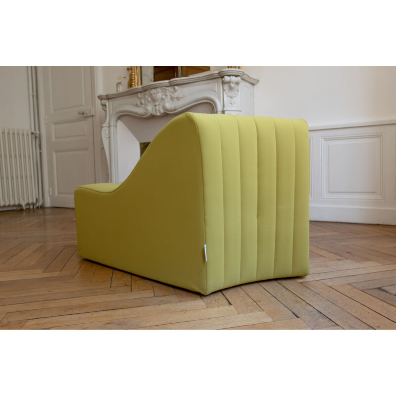 Vintage armchair for Steiner by Kwok Hoi Chan in yellow fabric