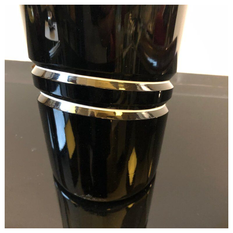 Vintage black and white glass vase by De Majo, Italy 1970