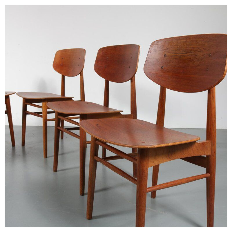 Ensemble de 6 chaises vintage de salle à manger par Borge Mogensen pour Soborg Mobelfabrik 1950
