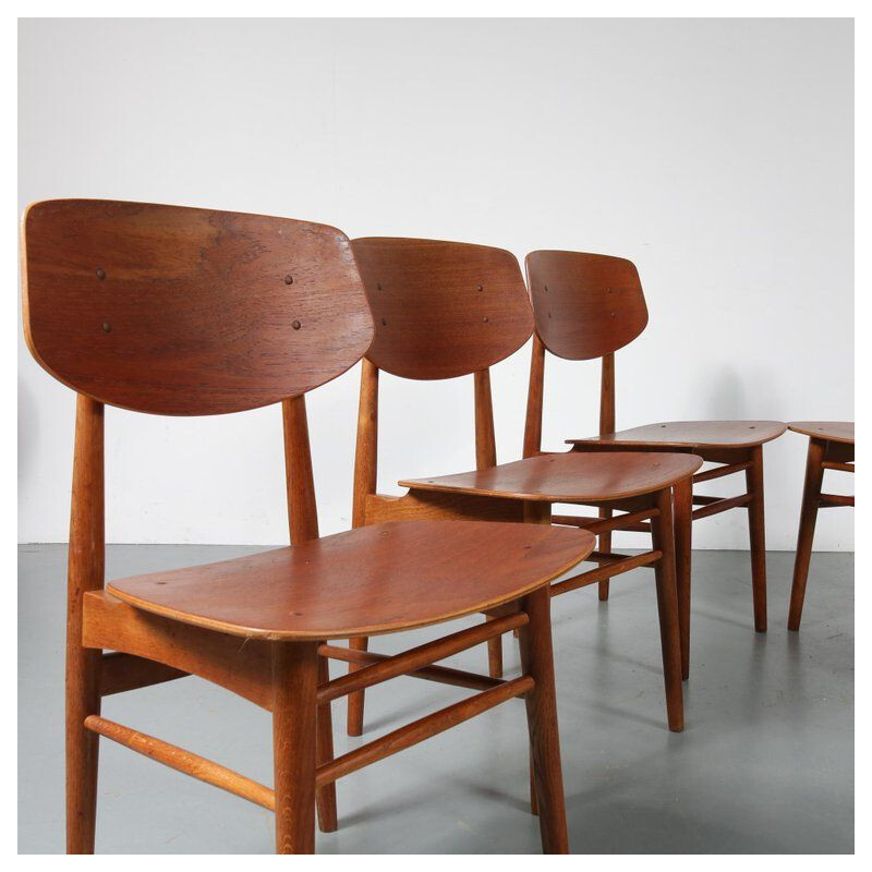 Set of 6 vintage dining chairs by Borge Mogensen for Soborg Mobelfabrik 1950