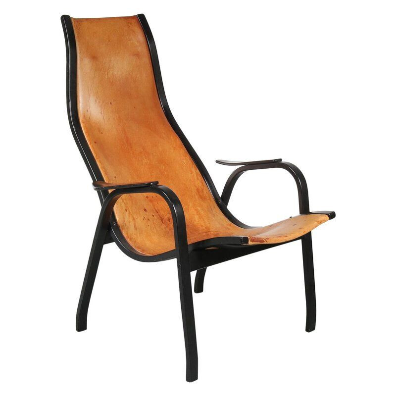 Fauteuil vintage par Yngve Ekstrom Kurva en cuir 1953