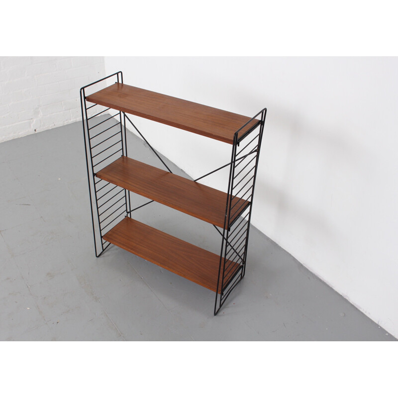 Vintage metal and teak shelving unit by A. D. Dekker for Tomado