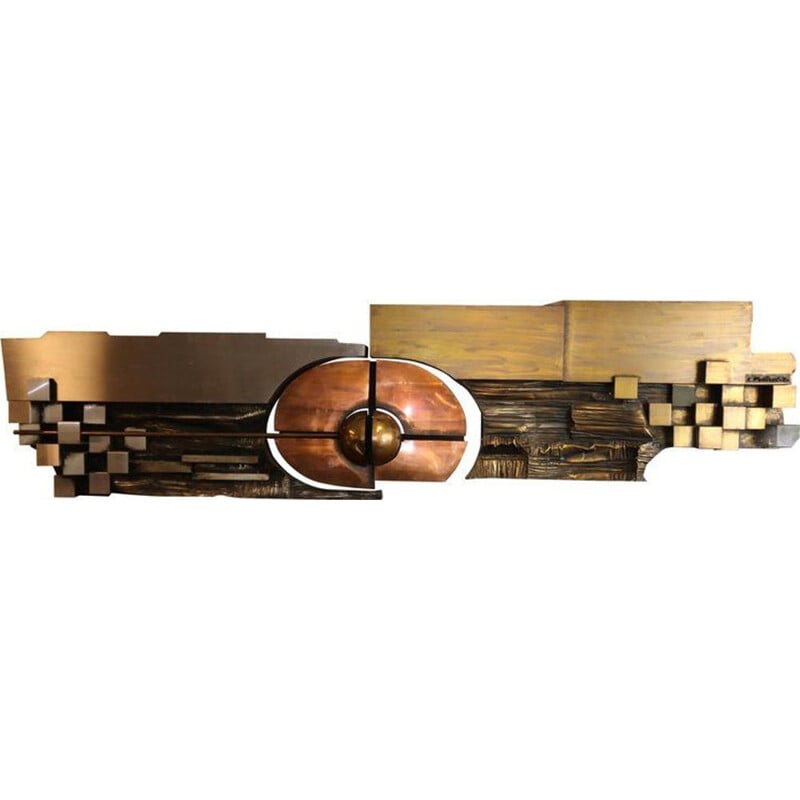 Vintage sculpture in Copper, Brass and Steel Artwork by Carlos Marinas, 1975