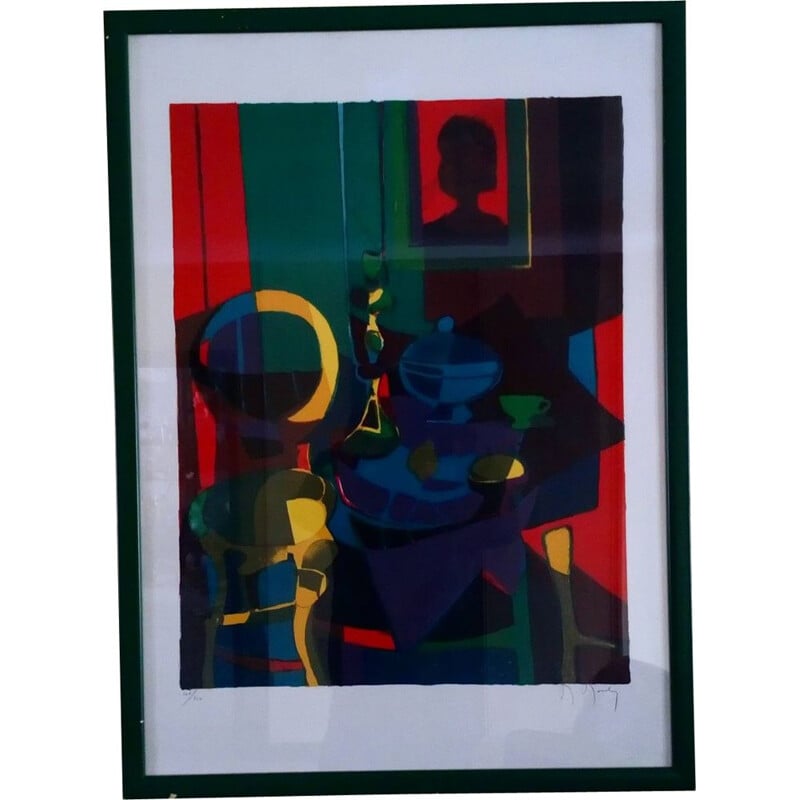 Vintage lithography number 106/150 by Marcel Mouly 1980