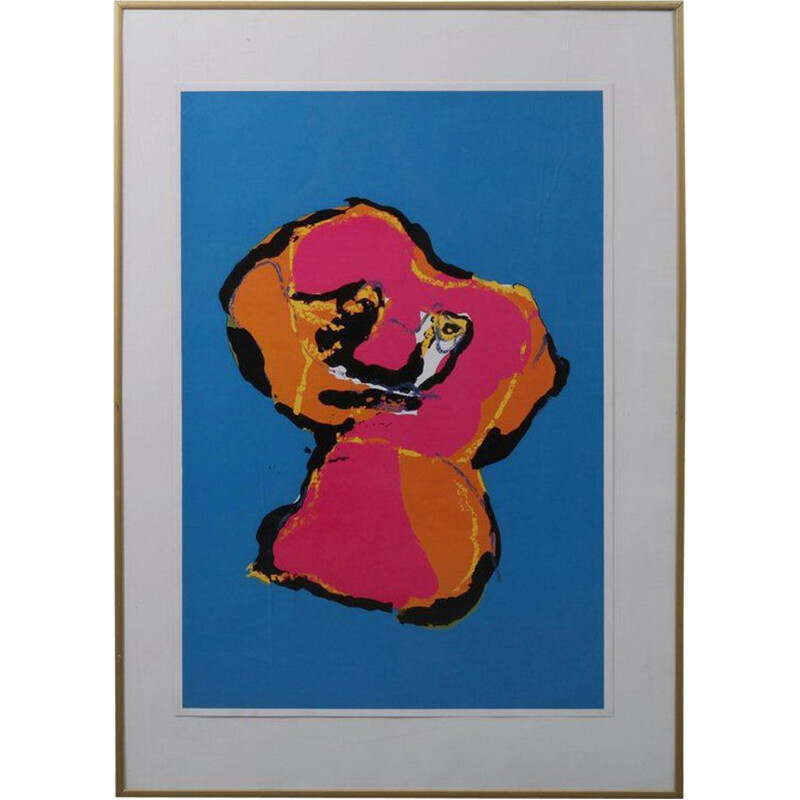 Vintage-Siebdruck Tier bunt in einem emblematischen Stil von karel appel 'Animal', 1970