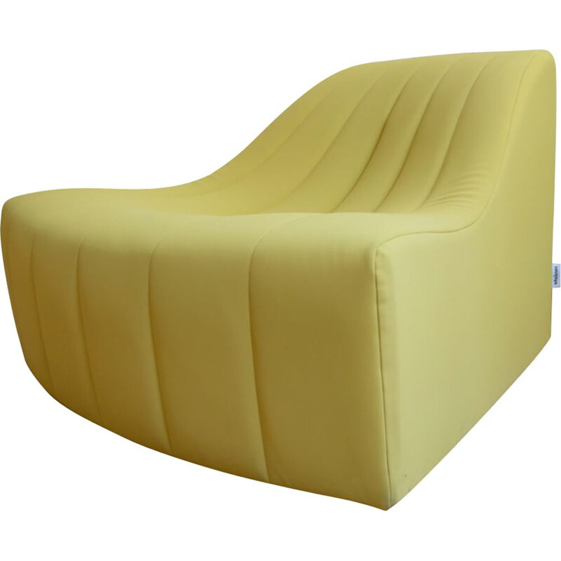 Vintage armchair for Steiner by Kwok Hoi Chan in yellow fabric