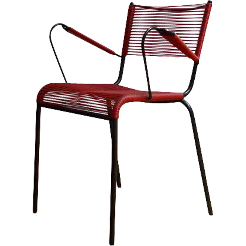 Chaise vintage en métal et scoubidou - 1950