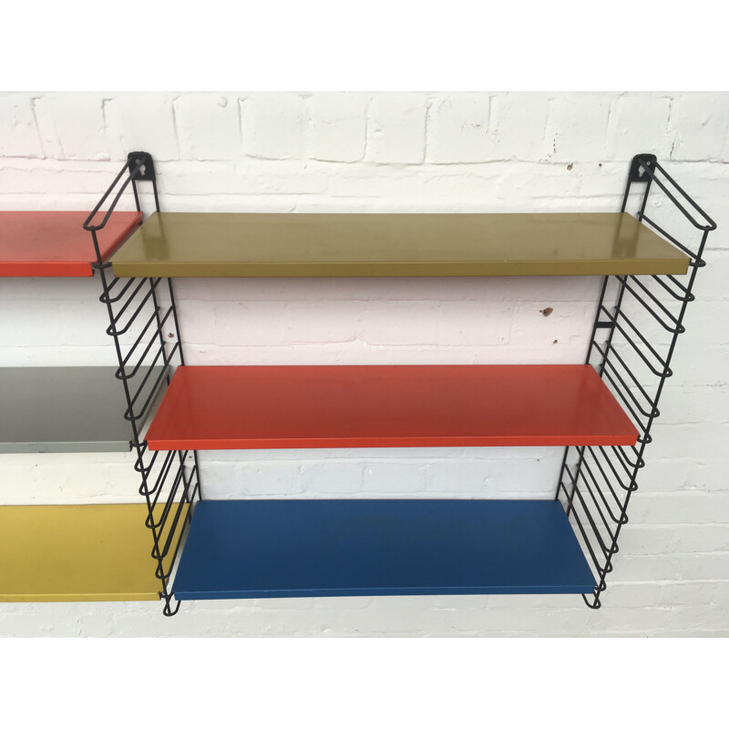 Vintage wall shelving unit by A. D. Dekker for Tomado in multicoloured metal