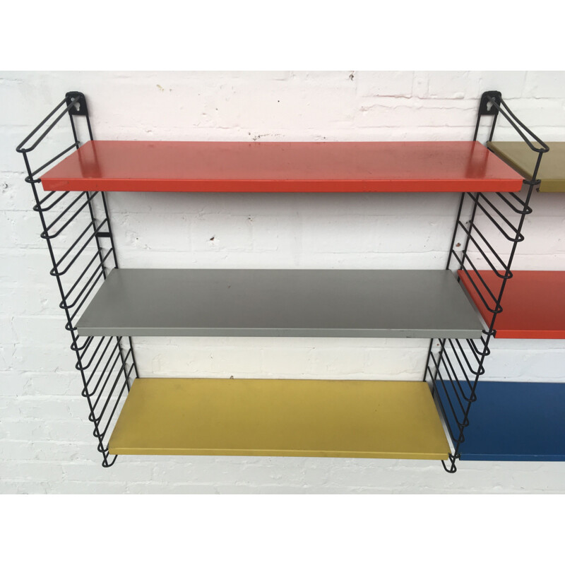 Vintage wall shelving unit by A. D. Dekker for Tomado in multicoloured metal