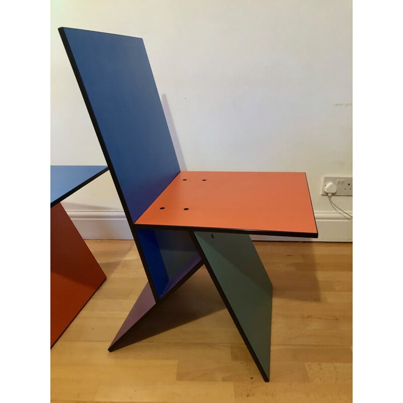 Set of 2 vintage multicolored Vilbert chairs by Verner Panton for Ikea