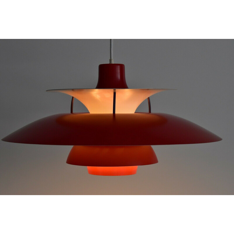 Vintage hanging lamp red PH5 by Poul Henningsen for Louis Poulsen Denmark
