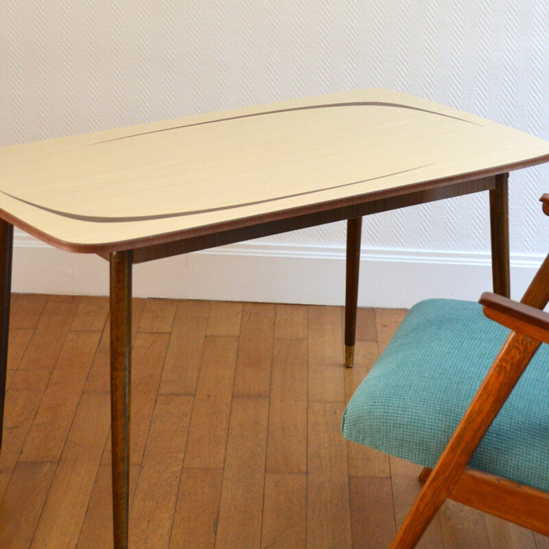 Vintage side table mid-low in wood and formica 