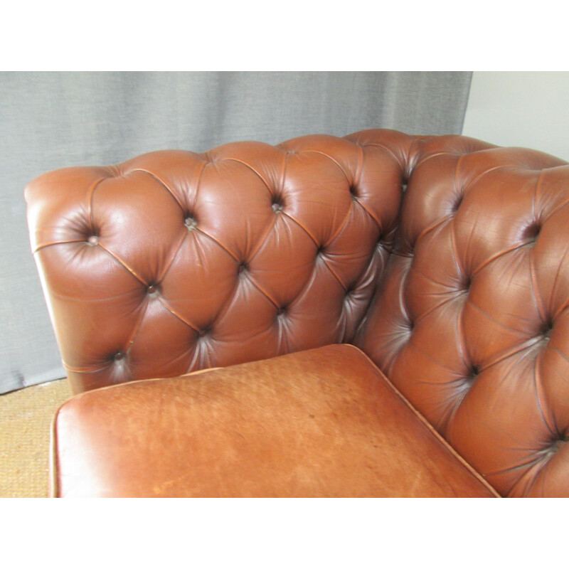 Vintage chesterfield sofa in brown leather 1990
