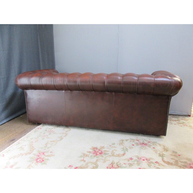 Vintage chesterfield sofa in brown leather 1990