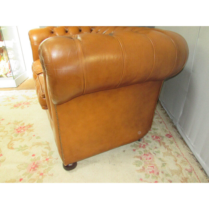 Vintage Chesterfield sofa in brown leather 1990