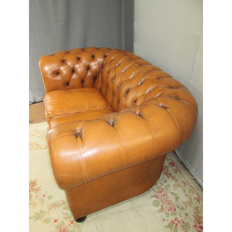 Vintage Chesterfield sofa in brown leather 1990