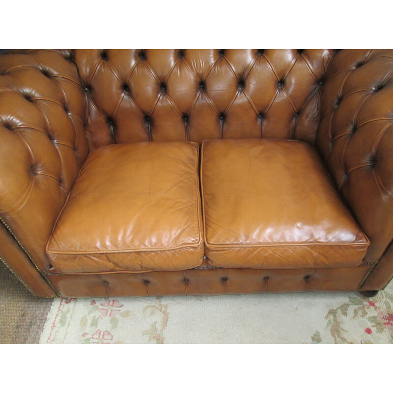 Vintage Chesterfield sofa in brown leather 1990