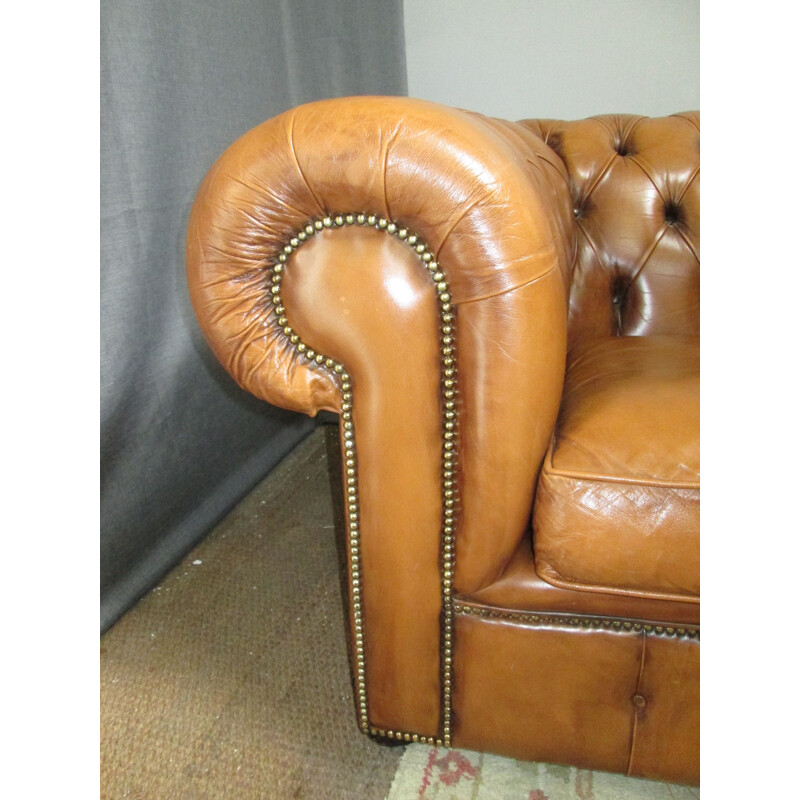 Vintage Chesterfield sofa in brown leather 1990