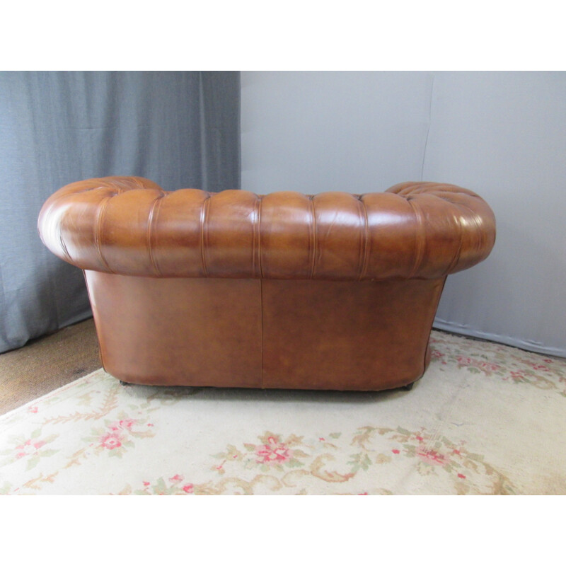 Vintage Chesterfield sofa in brown leather 1990