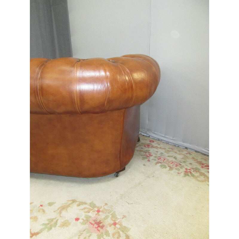 Vintage Chesterfield sofa in brown leather 1990