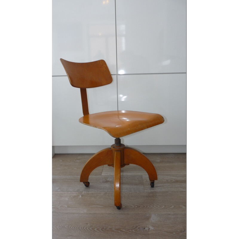 Wooden and steel army chair - 1950s