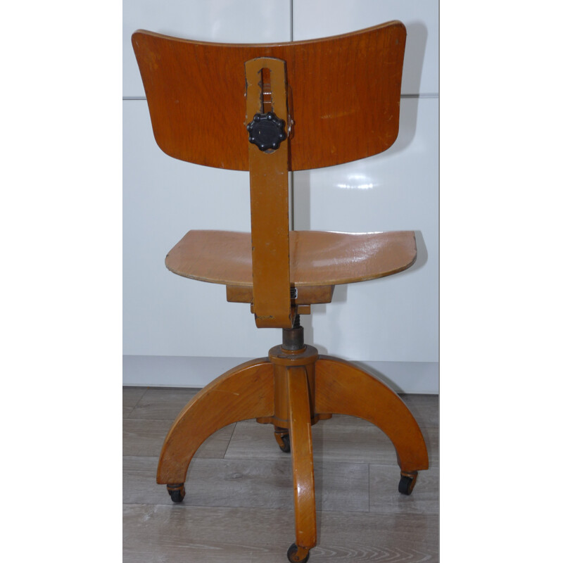 Wooden and steel army chair - 1950s