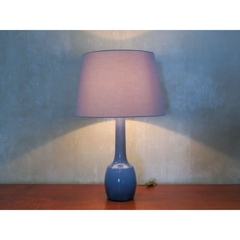 Vintage blue lamp in opaline by Holmegaard 1960