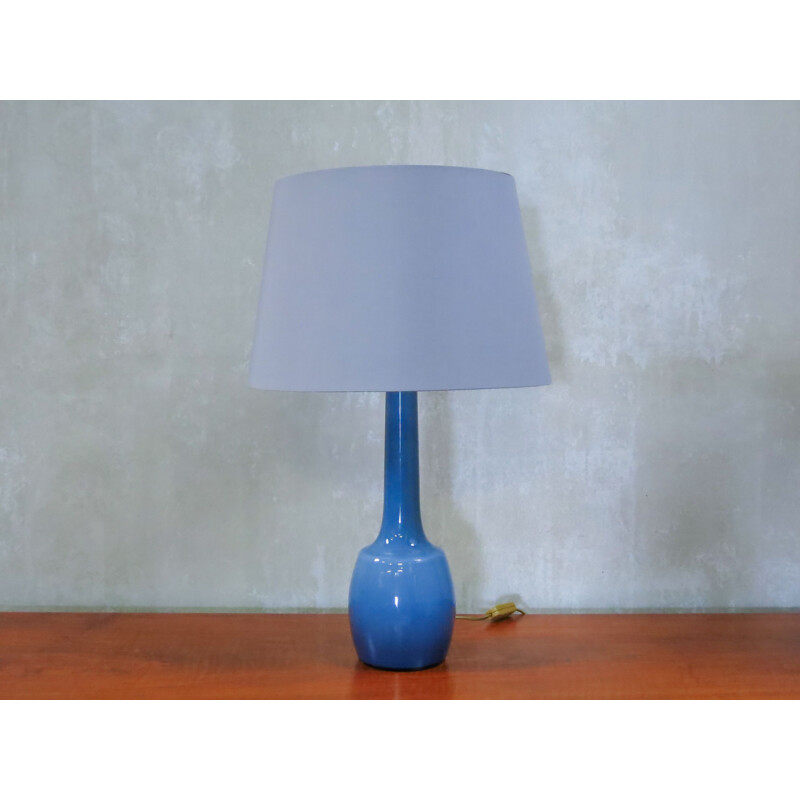 Lampe vintage bleue en opaline par Holmegaard 1960
