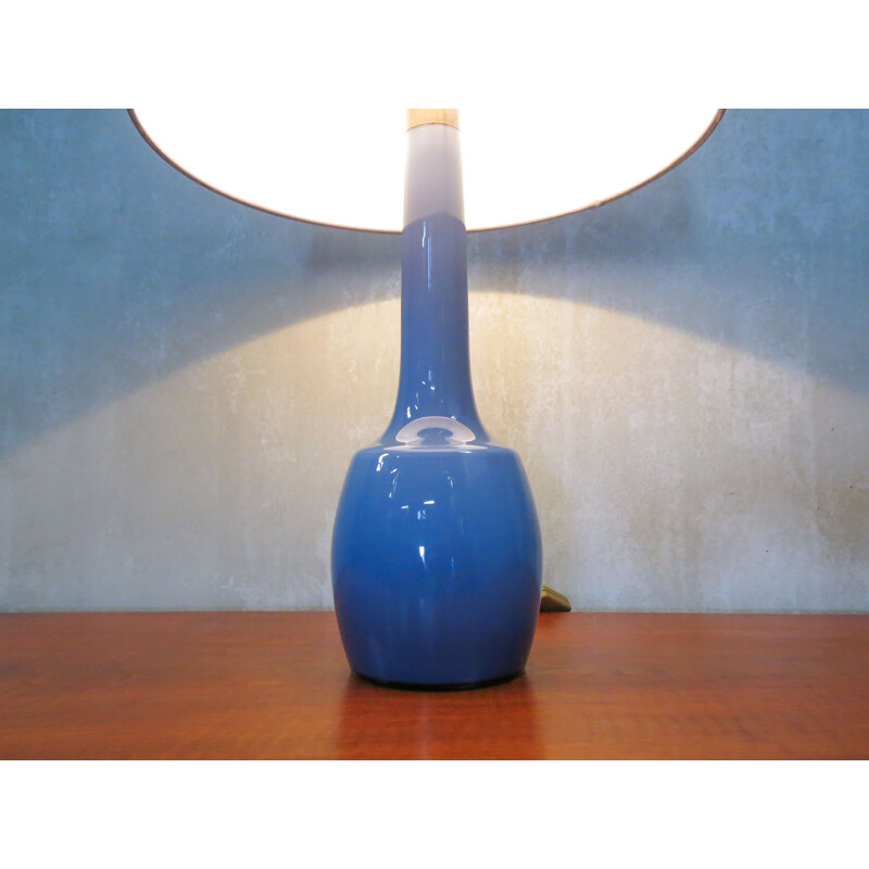 Vintage blue lamp in opaline by Holmegaard 1960