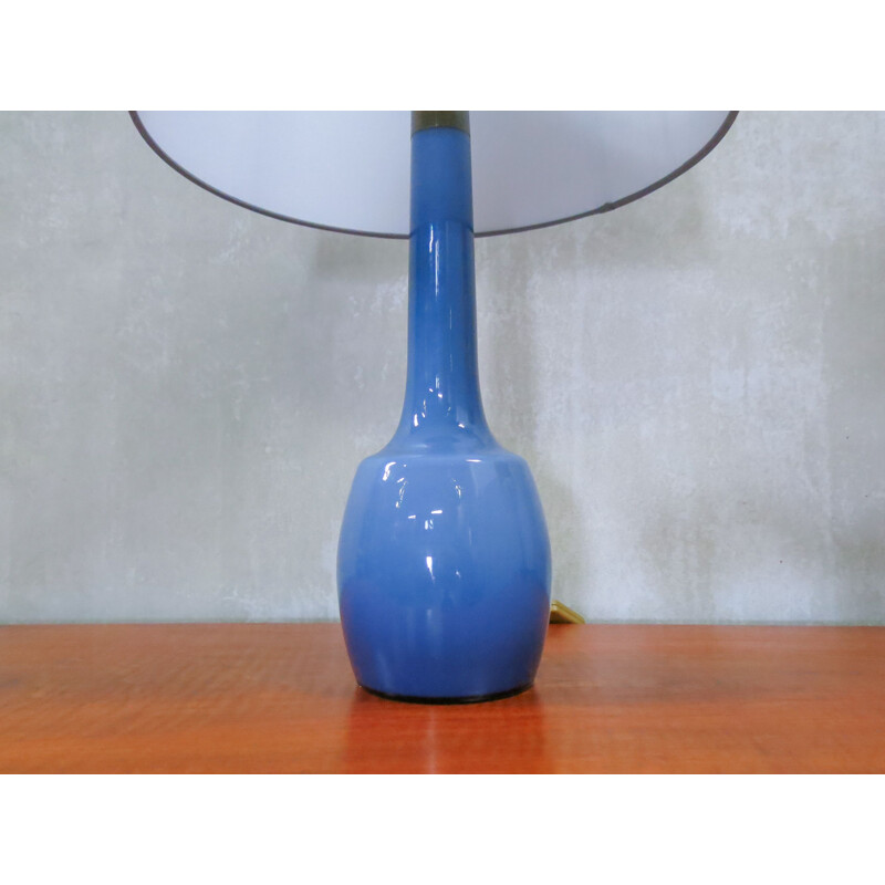 Lampe vintage bleue en opaline par Holmegaard 1960