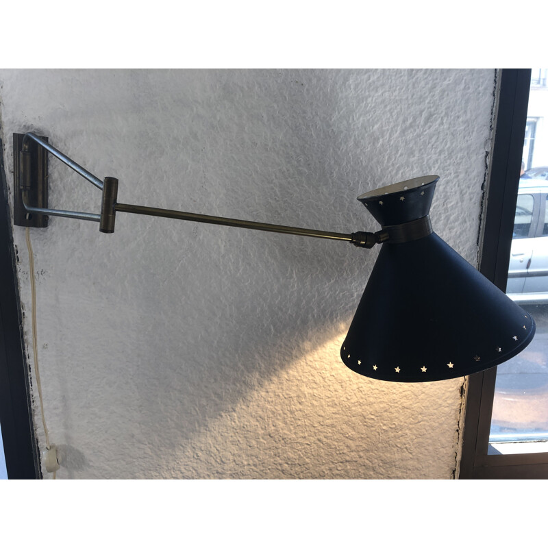 Vintage wall lamp in brass by René Mathieu for Lunel 1950s