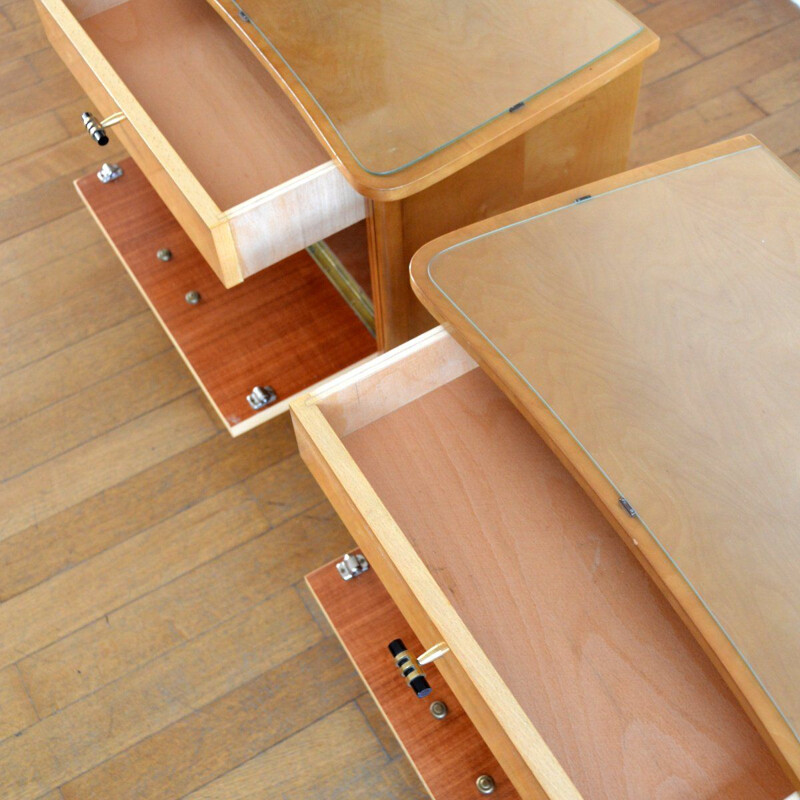 Pair of vintage wooden night stands 1950s