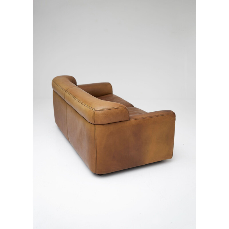 Vintage 2-seater sofa in leather by Durlet,1970