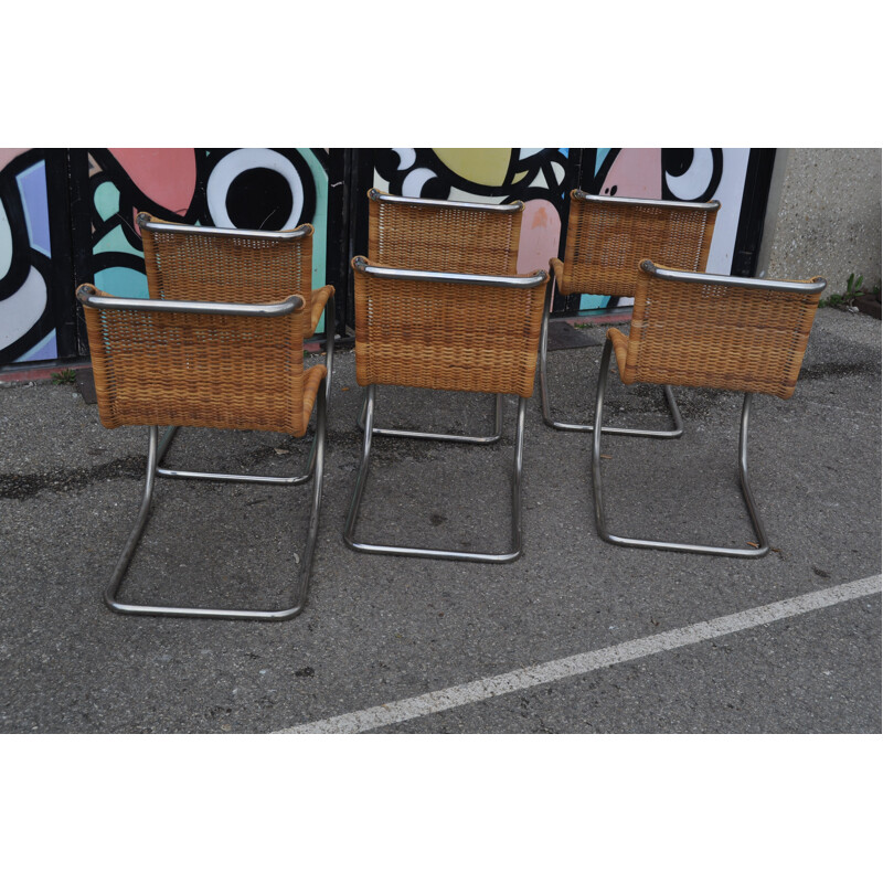 Set of 8 Knoll chairs, MIES VAN DER ROHE - 1980S