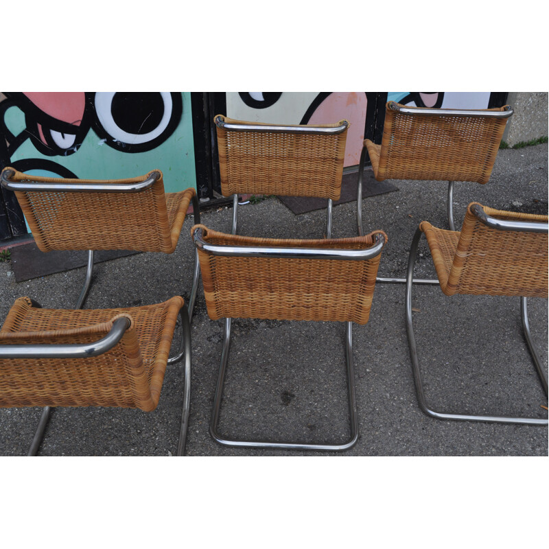 Set of 8 Knoll chairs, MIES VAN DER ROHE - 1980S