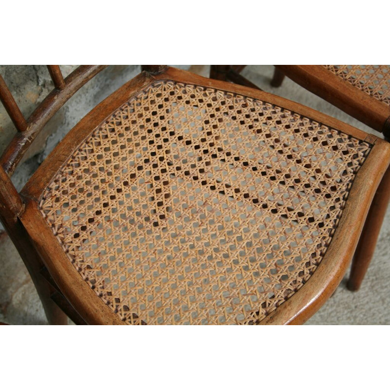 Set of 6 vintage french chairs in cane 1930