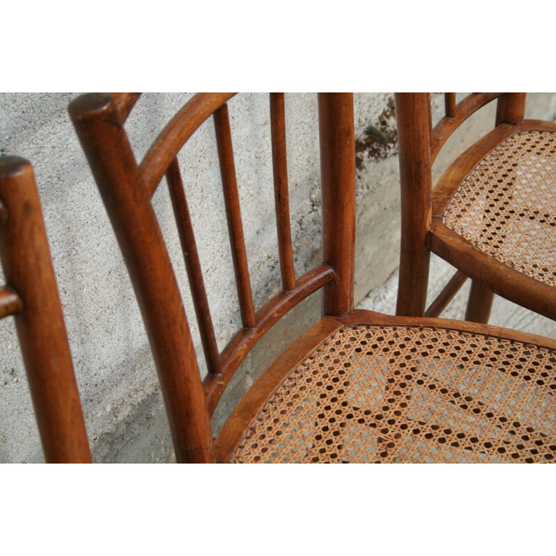 Suite de 6 chaises vintage françaises cannées 1930