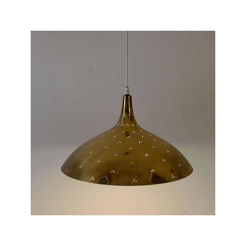 Vintage hanging lamp in brass by Paavo Tynell for Idman, Finland 1950s