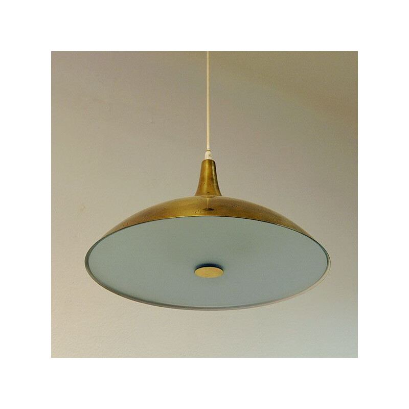 Vintage hanging lamp in brass by Paavo Tynell for Idman, Finland 1950s