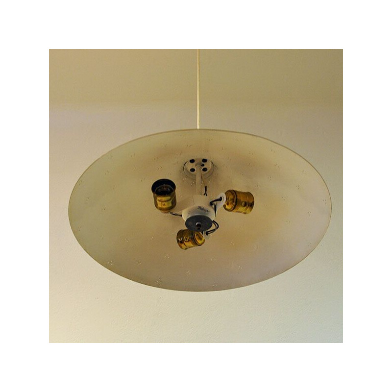 Vintage hanging lamp in brass by Paavo Tynell for Idman, Finland 1950s