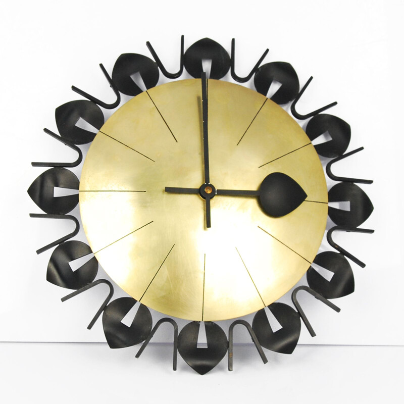 Vintage wall clock Sun Junghans, Germany 70s